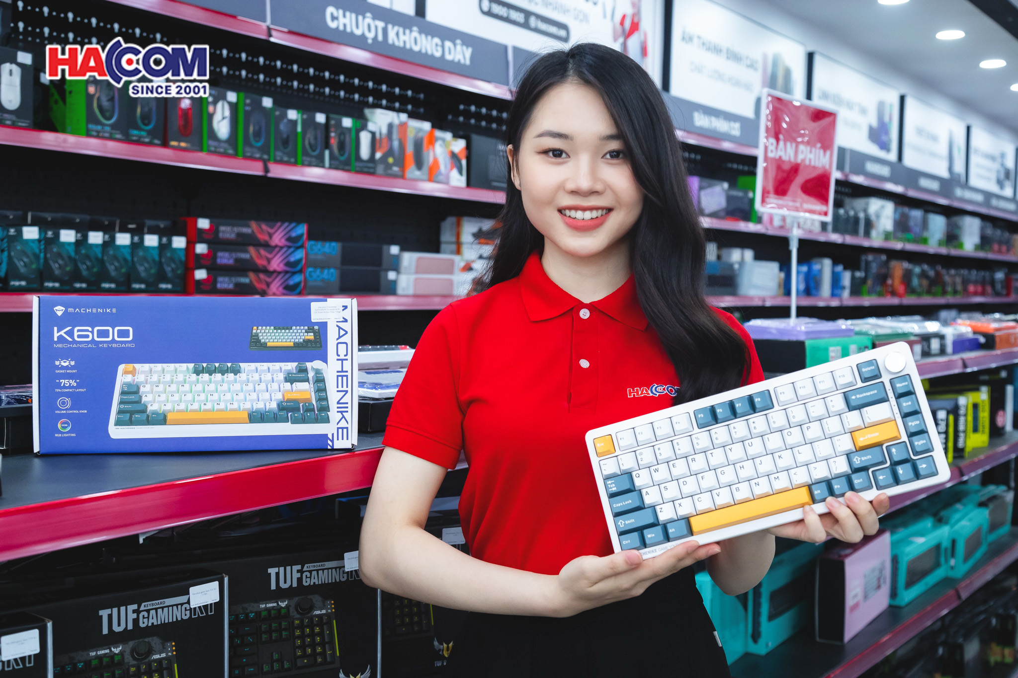 Bàn phím Machenike K600-B82W Tri-mode RGB GR Silver Switch (Màu Trắng) - Hình 5