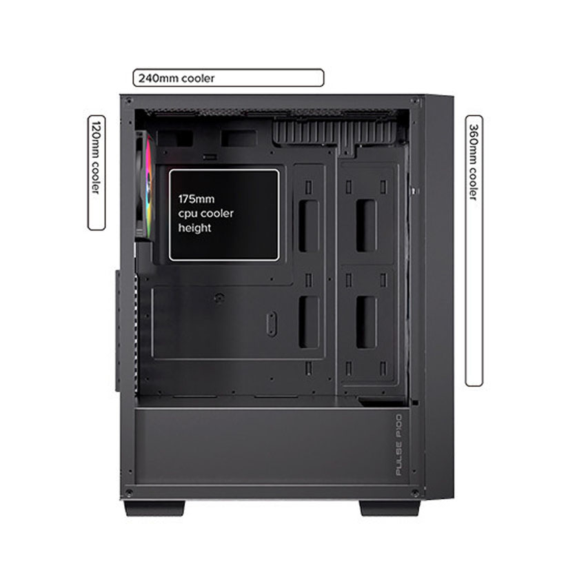 Vỏ Case EINAREX P100 RGB Black (ATX/3 fan RGB) - Hình 3