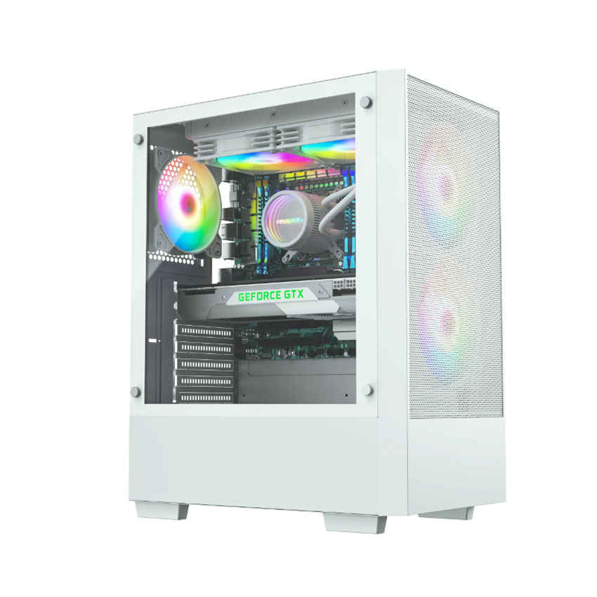 Vỏ Case EINAREX P100 RGB White (ATX/3 fan RGB) - Hình 1
