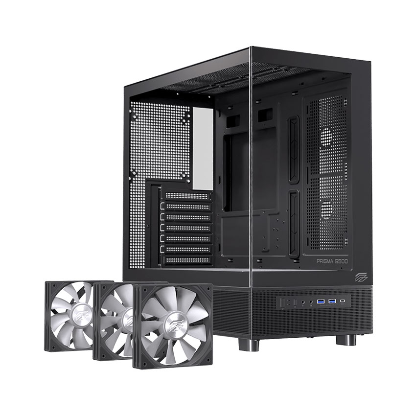 Vỏ Case EINAREX S500 RGB Black (mATX/3 fan RGB)