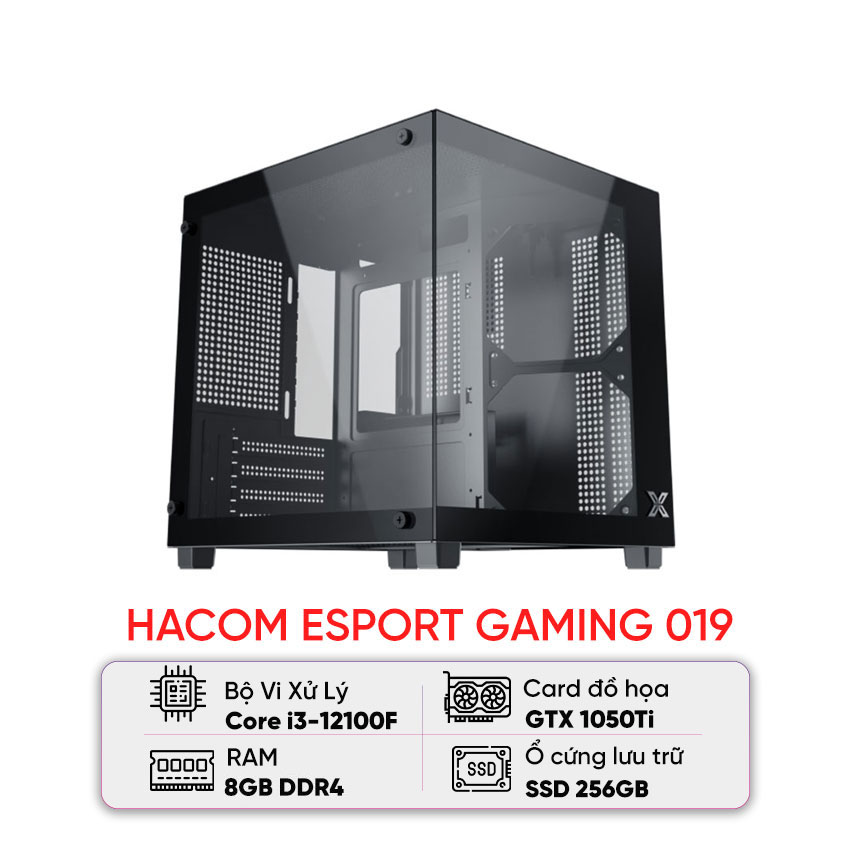 PC HACOM ESPORT GAMING 019 (I3 12100F/H610/8GB RAM/256GB SSD/1050 Ti)