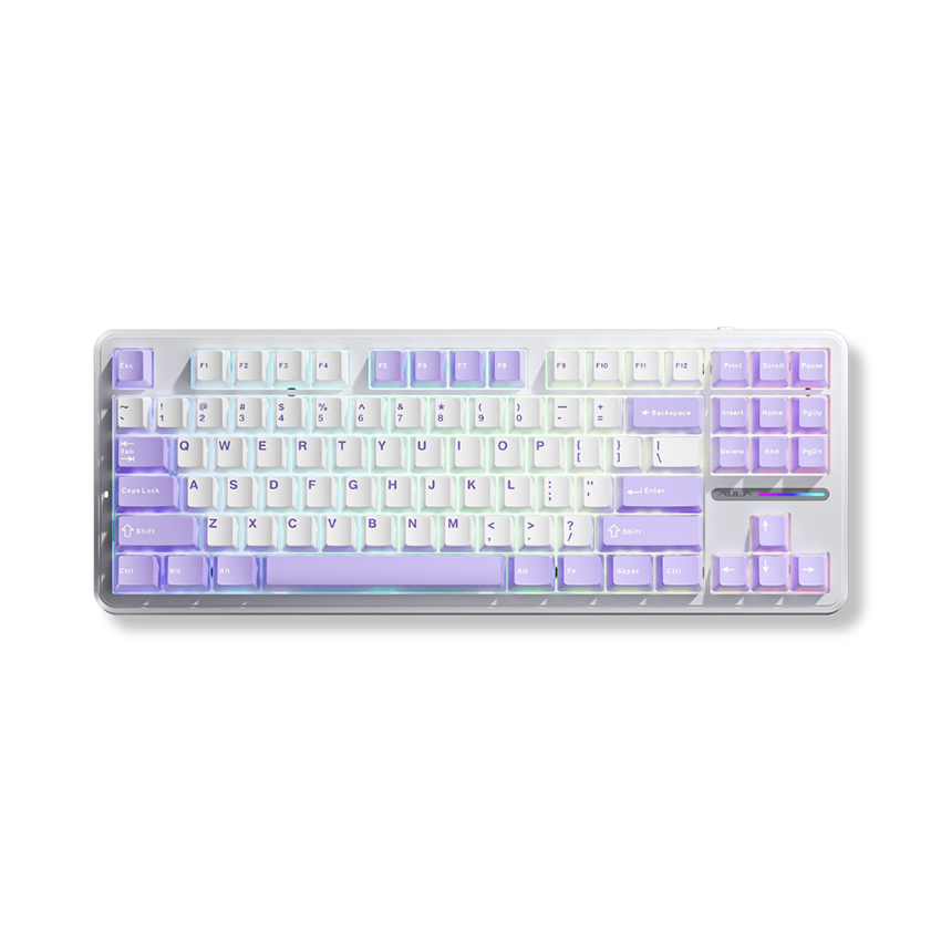 Bàn phím cơ Gaming có dây AULA F87 Tím Trắng Blue Switch (Hàng KBH) - Hình 1