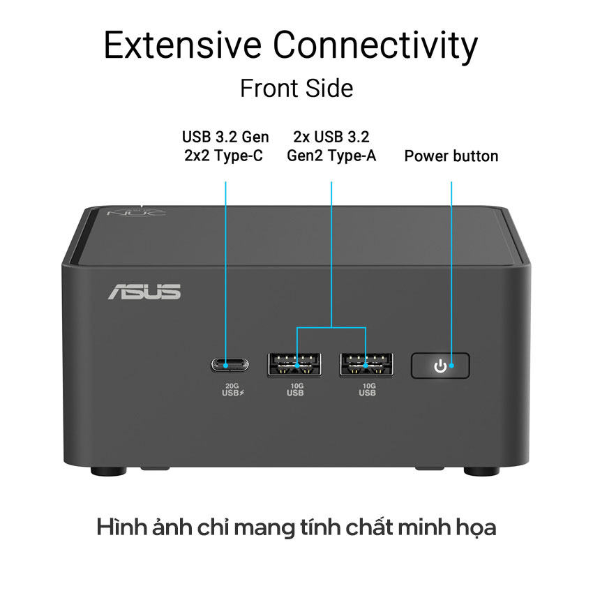 Bộ Mini PC Asus NUC 15 PRO (RNUC15CRHU500000I)Tall/ U5- 225H/2xDDR5-6400/2xNVMe,SATA/ 2x HDMI 2.1/2x - Hình 5