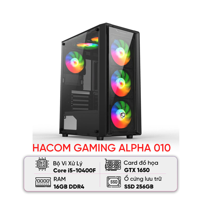 PC HACOM GAMING ALPHA 010 (I5 10400F/B460/16GB RAM/256GB SSD/GTX 1650) - Hình 1