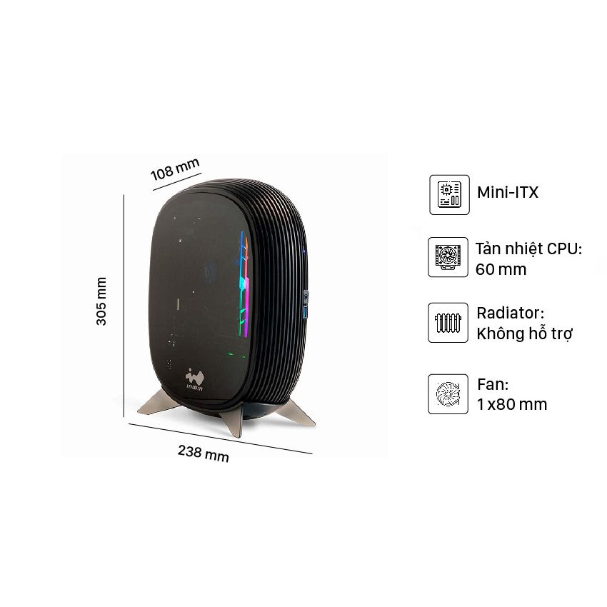 Vỏ case Inwin B1 Black (kèm nguồn và fan)(hàng xả kho giá tốt) - Hình 4